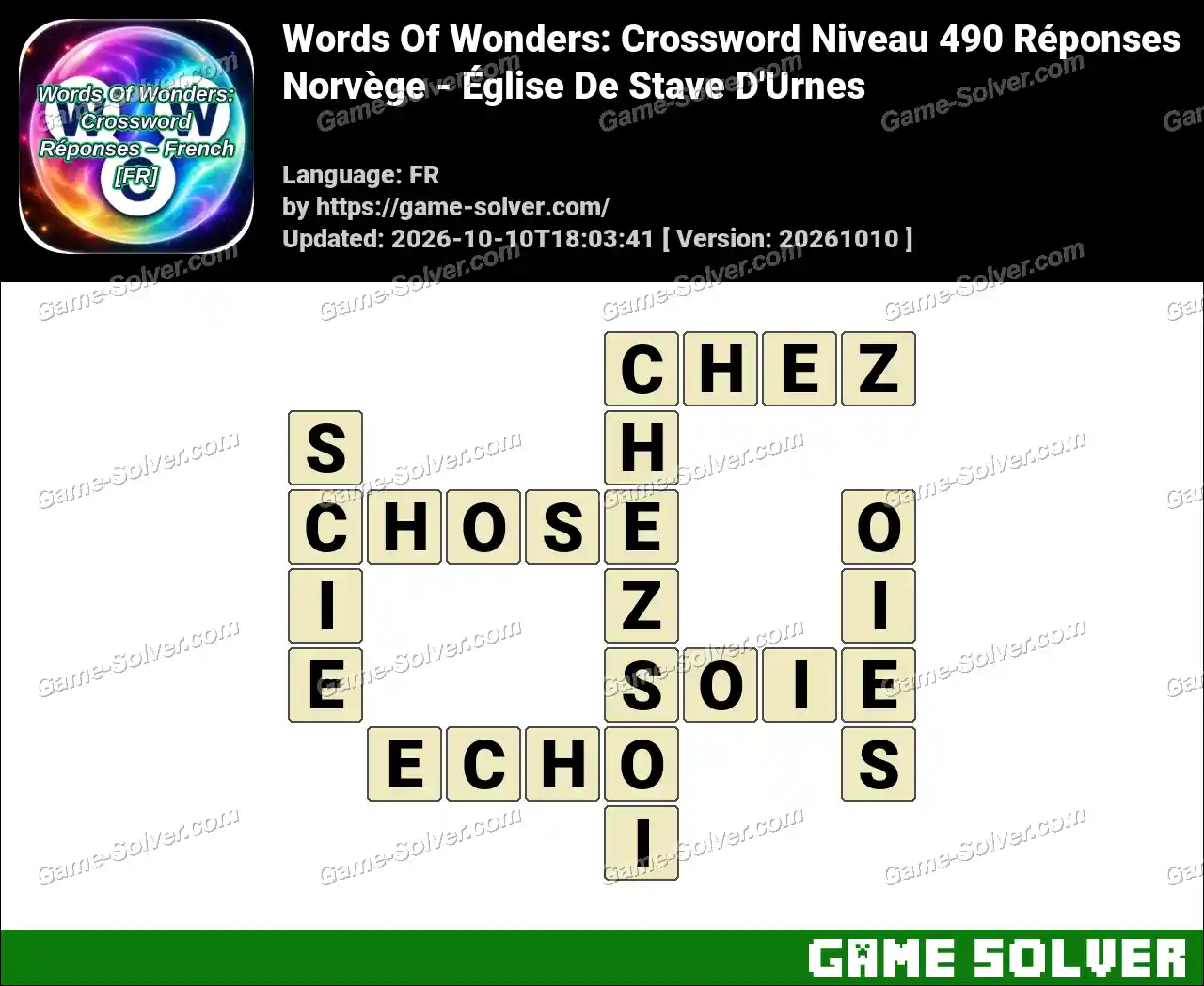 Words Of Wonders: Crossword Niveau 490 Réponses – Norvège – Église De Stave D’Urnes